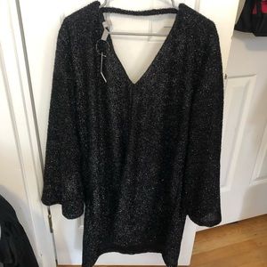 ASOS CURVE Black Tinsel Party Dress